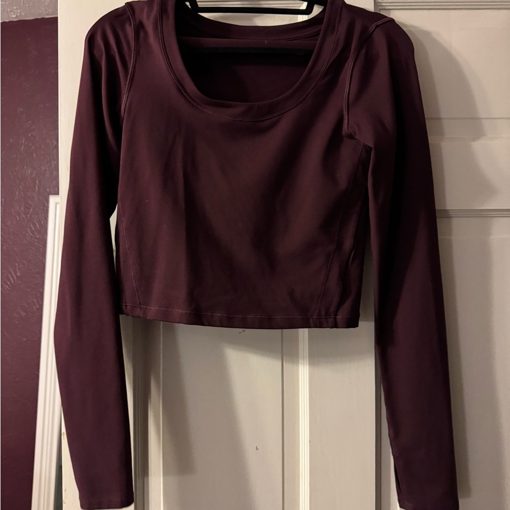 Athleta Maroon  Long Sleeve Fitted Crop shirt